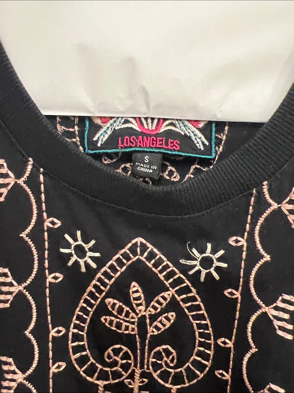 Johnny Was Black Ensemble with Peach Embroidery - Picture 2 of 9